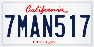 CA license plate 7MAN517