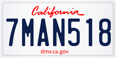 CA license plate 7MAN518