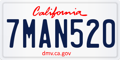 CA license plate 7MAN520