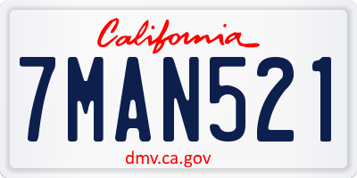 CA license plate 7MAN521