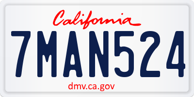 CA license plate 7MAN524