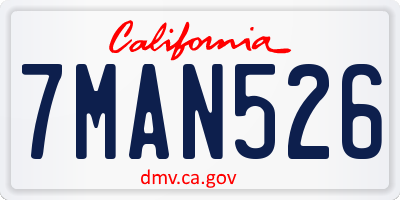 CA license plate 7MAN526