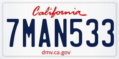CA license plate 7MAN533