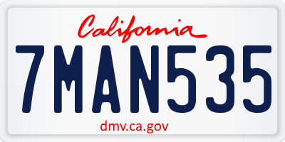 CA license plate 7MAN535