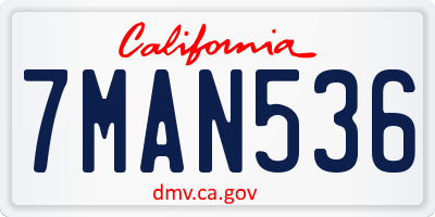 CA license plate 7MAN536