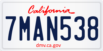 CA license plate 7MAN538