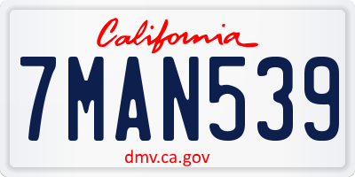 CA license plate 7MAN539