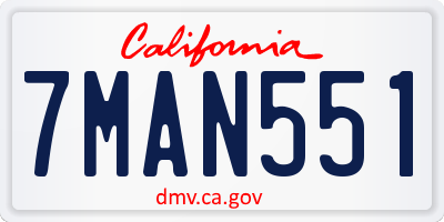 CA license plate 7MAN551