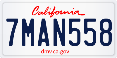 CA license plate 7MAN558
