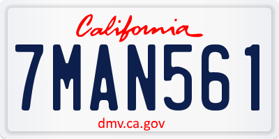 CA license plate 7MAN561