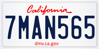 CA license plate 7MAN565