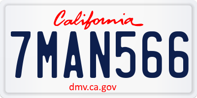 CA license plate 7MAN566