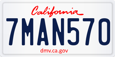 CA license plate 7MAN570