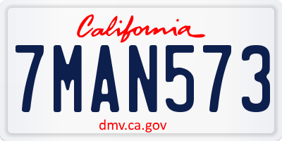 CA license plate 7MAN573