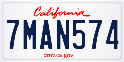 CA license plate 7MAN574