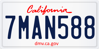 CA license plate 7MAN588