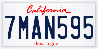 CA license plate 7MAN595