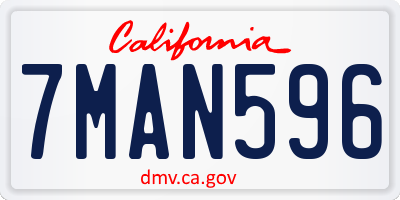 CA license plate 7MAN596