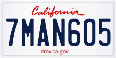 CA license plate 7MAN605