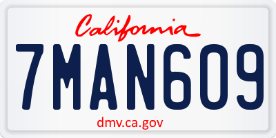 CA license plate 7MAN609