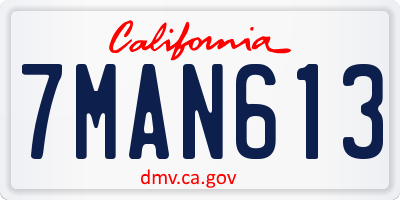 CA license plate 7MAN613