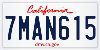 CA license plate 7MAN615