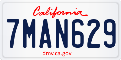 CA license plate 7MAN629