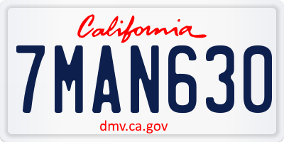 CA license plate 7MAN630