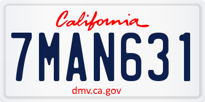 CA license plate 7MAN631
