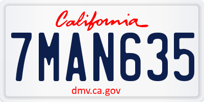 CA license plate 7MAN635