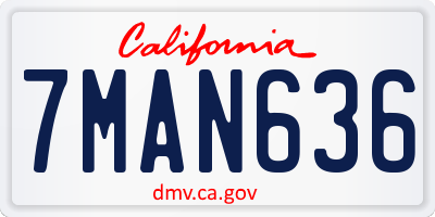 CA license plate 7MAN636