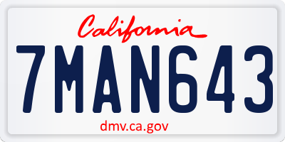 CA license plate 7MAN643