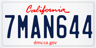 CA license plate 7MAN644