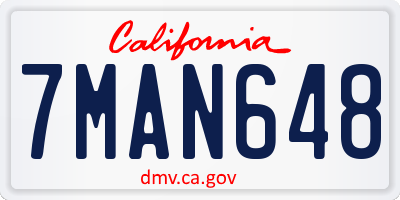 CA license plate 7MAN648