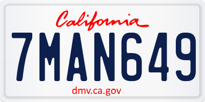 CA license plate 7MAN649