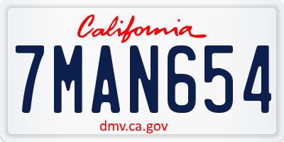 CA license plate 7MAN654