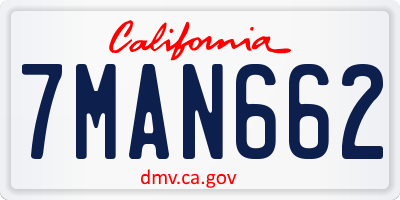 CA license plate 7MAN662