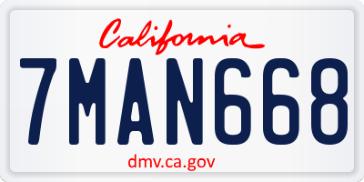 CA license plate 7MAN668
