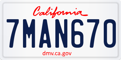 CA license plate 7MAN670