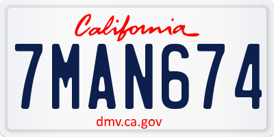 CA license plate 7MAN674