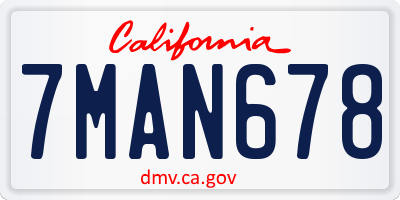 CA license plate 7MAN678