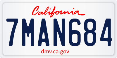 CA license plate 7MAN684