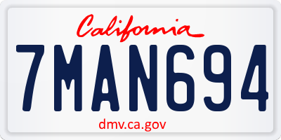 CA license plate 7MAN694
