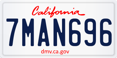 CA license plate 7MAN696