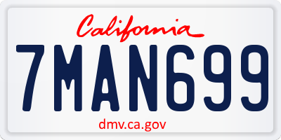 CA license plate 7MAN699