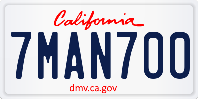 CA license plate 7MAN700