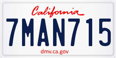 CA license plate 7MAN715