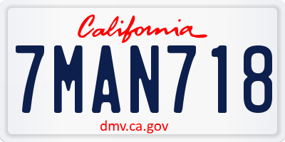 CA license plate 7MAN718
