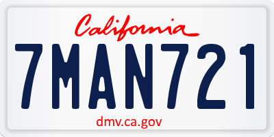 CA license plate 7MAN721