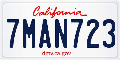 CA license plate 7MAN723